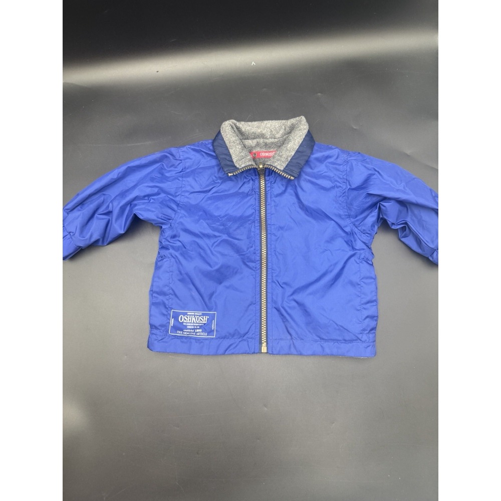 OshKosh B'Gosh Reversible Jacket Size 2t Blue Fleece Lined 90s Kids Coat Vintage